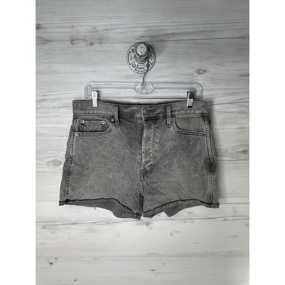 GAP Denim Shorts Womens 10 Grey Acid High Rise Cheeky Short Button Fly Raw Hem - Picture 1 of 11